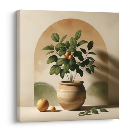 WANDBILD GOLDENE FRÜCHTE IN TONVASE - BILDER - 🔥 TOTALAUSVERKAUF