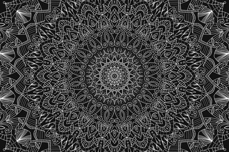 OBRAZ DETAILNÍ OZDOBNÁ MANDALA V ČERNOBÍLÉM PROVEDENÍ - ČERNOBÍLÉ OBRAZY - OBRAZY