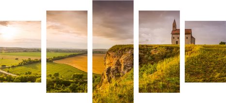 5-TEILIGES WANDBILD ALTE KIRCHE IN NITRA - BILDER VON NATUR UND LANDSCHAFT - BILDER
