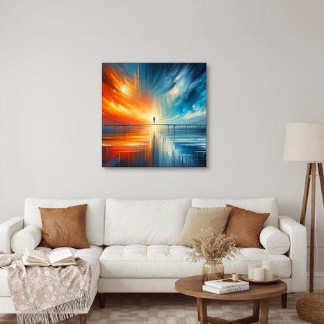 WANDBILD GESTALT AUF STEG ZWISCHEN HIMMEL UND ERDE - WANDBILDER NACH MOTIV - BILDER