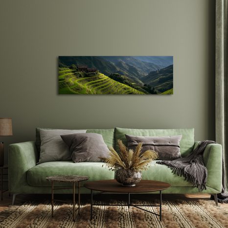 WANDBILD RUHIGES TAL IN DEN BERGEN - WANDBILDER FELDER UND WIESEN - BILDER