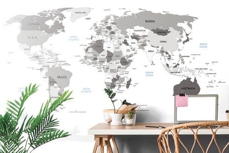 TAPETA ČERNOBÍLÁ MAPA S MODRÝM KONTRASTEM - TAPETY MAPY - TAPETY