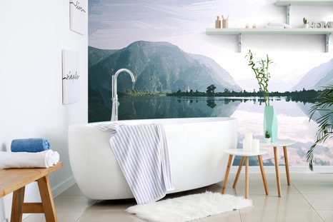 SELBSTKLEBENDE TAPETE GEMALTE SZENERIE DES BERGSEES - SELBSTKLEBENDE TAPETEN - TAPETEN