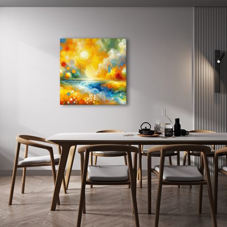 OBRAZ KVĚTINOVÁ POLE A LESKLÁ HLADINA - OBRAZY PŘÍRODY A KRAJINY - OBRAZY