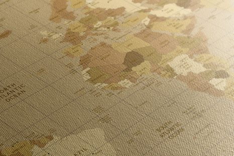 OBRAZ NA KORKU MAPA SVĚTA V BÉŽOVÉM ODSTÍNU - OBRAZY NA KORKU - OBRAZY