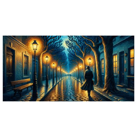 WANDBILD ABENDLICHER STADTSPAZIERGANG - BILDER VON STÄDTEN - BILDER