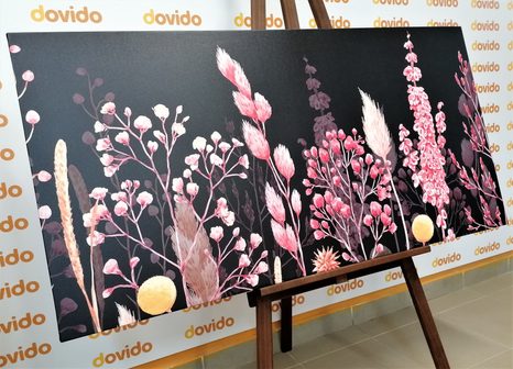 WANDBILD VARIANTEN VON GRAS IN ROSA - BILDER BLUMEN - BILDER