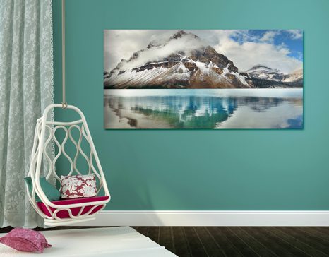 WANDBILD SEE IN DER NÄHE VON EINEM WUNDERSCHÖNEN BERG - BILDER VON NATUR UND LANDSCHAFT - BILDER