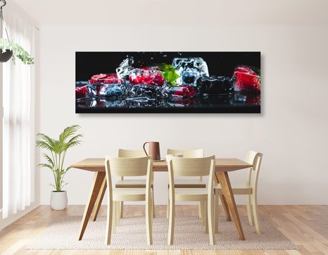 WANDBILD EISWÜRFEL MIT FRÜCHTEN - BILDER VON ESSEN UND GETRÄNKEN - BILDER