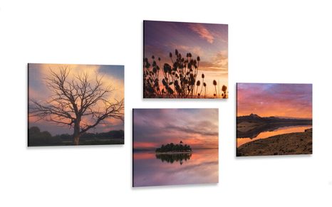 CANVAS PRINT SET NATURE FULL OF ROMANTIC COLORS - SET OF PICTURES - PICTURES