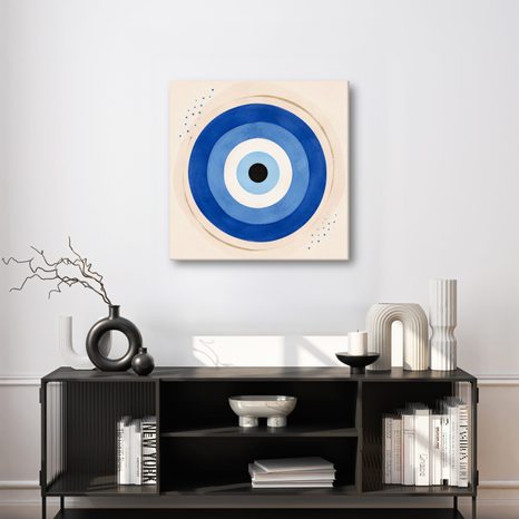 TABLEAU SUR TOILE – ŒIL TALISMANIQUE BLEU ABSTRAIT - TABLEAUX PAR THÈME - TABLEAUX