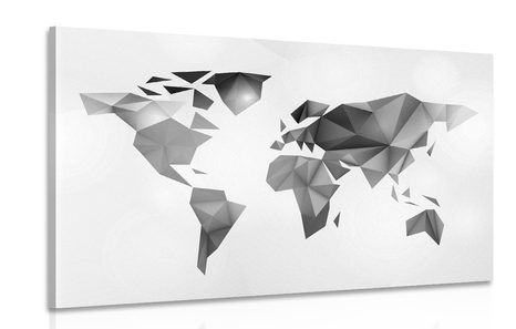 PICTURE WORLD MAP IN ORIGAMI STYLE IN BLACK & WHITE DESIGN