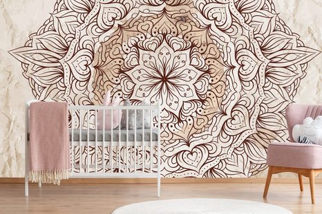 SAMOLEPÍCÍ TAPETA ABSTRAKTNÍ ETNICKÁ MANDALA - SAMOLEPÍCÍ TAPETY - TAPETY