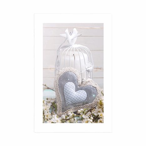 PLAKÁT S PASPARTOU VINTAGE SRDÍČKO A VOJTĚŠKY - VINTAGE A RETRO - PLAKÁTY