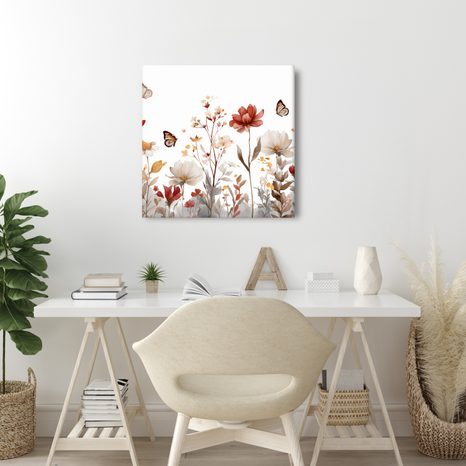 WANDBILD FRÜHLINGSBLÜTEN UND SCHMETTERLINGE - BILDER VON SCHMETTERLINGEN - BILDER