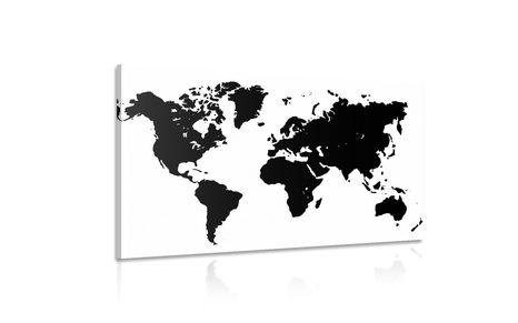 WANDBILD WELTKARTE IN SCHWARZ-WEISS - WELTKARTEN ALS BILDER - BILDER