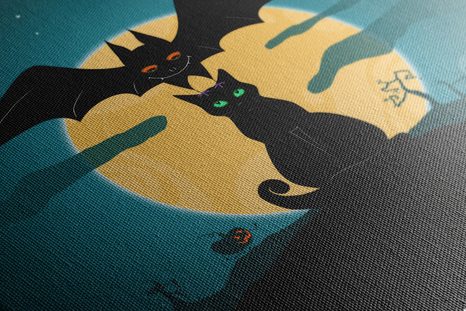 STAMPA SU TELA – AMICHEVOLI SPETTRI AL CHIARO DI LUNA - QUADRI DI GATTI - STAMPE E QUADRI