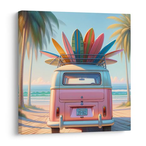 WANDBILD RETRO-REISE INS ABENTEUER - BILDER VON AUTOS - BILDER