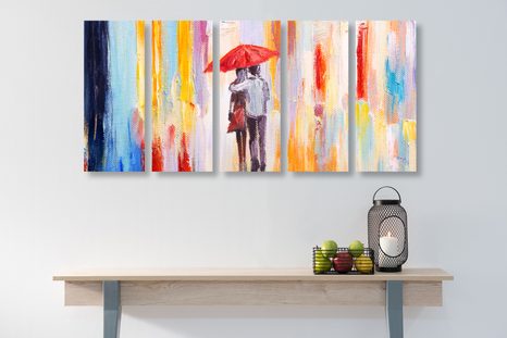 TABLOU 5-PIESE PLIMBARE ÎN PLOAIE - TABLOURI DRAGOSTE - TABLOURI