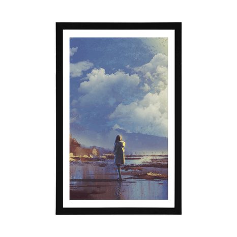 PLAKAT Z PASSE-PARTOUT KOBIETA W ŚWIECIE FANTAZJI - LUDZIE - PLAKATY