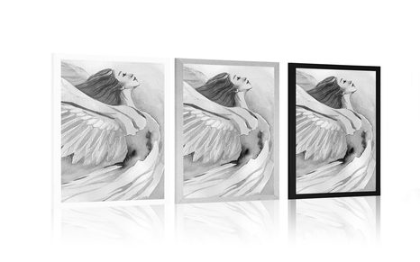 POSTER FREIER ENGEL IN SCHWARZ-WEISS - SCHWARZ-WEISS - POSTER