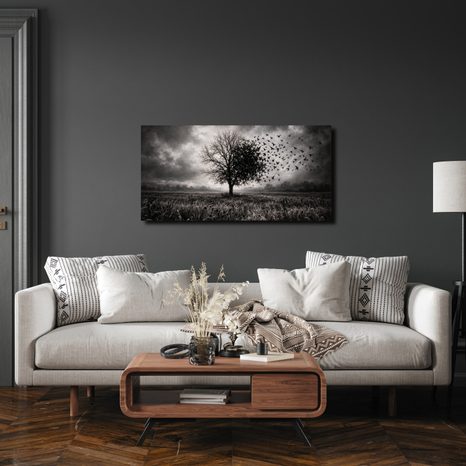 QUADRO SU TELA – ALBERO DELLA VITA IN PAESAGGIO OSCURO - QUADRI HALLOWEEN E HORROR - STAMPE E QUADRI