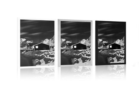 POSTER LANDSCAPE IN NORWAY IN BLACK AND WHITE - BLACK AND WHITE - POSTERS