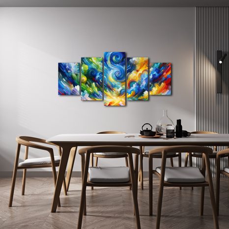 5-DÍLNÝ OBRAZ VÍR BAREVNÉHO NEBE - ABSTRAKTNÍ OBRAZY - OBRAZY