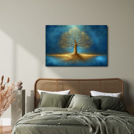 OBRAZ ZLATÝ STROM ŽIVOTA V MODŘI - OBRAZY STROMY ŽIVOTA - OBRAZY