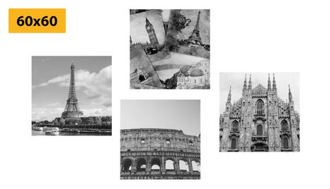 SET DI QUADRI – TOCCO DI STORIA IN BIANCO E NERO - COLLEZIONI DI QUADRI - STAMPE E QUADRI