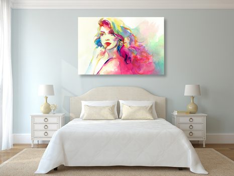 STAMPA SU TELA – RITRATTO FEMMINILE AD ACQUERELLO - QUADRI DI DONNE - STAMPE E QUADRI