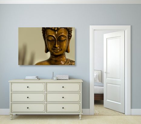 WANDBILD BRONZEKOPF VON BUDDHA - BILDER MIT FENG SHUI-MOTIVEN - BILDER