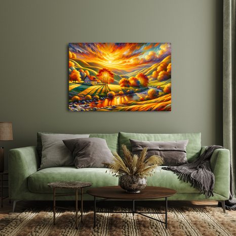 OBRAZ PODZIMNÍ KRAJINA SE ZÁPADEM - OBRAZY VÝCHOD A ZÁPAD SLUNCE - OBRAZY