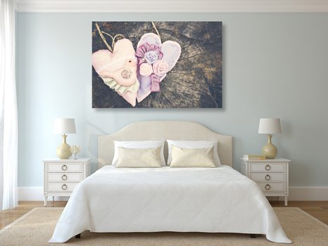 OBRAZ HANDMADE SRDÍČKA NA PAŘEZU - VINTAGE A RETRO OBRAZY - OBRAZY