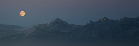 QUADRO SU TELA – LUNA PIENA SOPRA LE MONTAGNE - QUADRI DI NATURA E PAESAGGIO - STAMPE E QUADRI