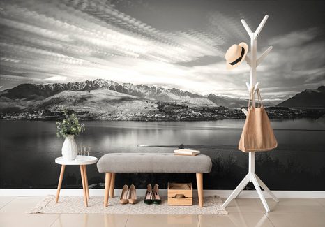 FOTOMURALE – LAGO SERALE IN BIANCO E NERO - CARTA DA PARATI BIANCO E NERO - CARTA DA PARATI
