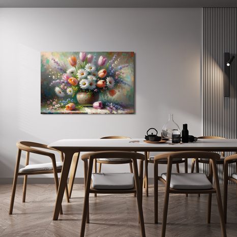 OBRAZ KYTICE TULIPÁNŮ A KOPRETIN - OBRAZY KVĚTŮ - OBRAZY