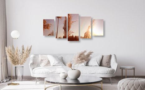 5-DÍLNÝ OBRAZ ATMOSFÉRA PODZIMU - OBRAZY POLE A LOUKY - OBRAZY