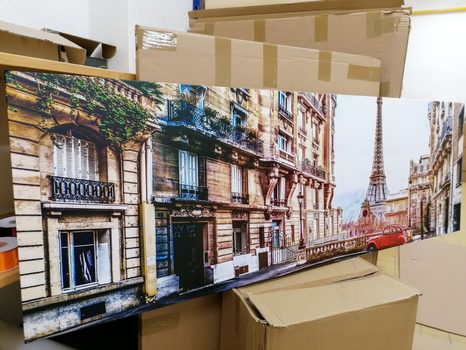 TABLOU VEDERE A TURNULUI EIFFEL DINTR-O STRĂDUȚĂ A PARISULUI - TABLOURI CU ORAȘE - TABLOURI