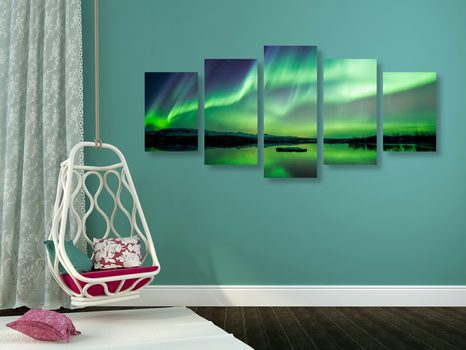 TABLOU 5-PIESE AURORA POLARĂ - TABLOURI STELE ȘI COSMOS - TABLOURI