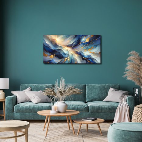OBRAZ ZLATÉ LINIE V MODRÉ HLUBINĚ - OBRAZY ABSTRAKTNÍ TVARY - OBRAZY