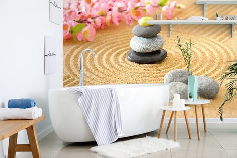 FOTOTAPETE PYRAMIDE AUS ZEN-STEINEN - TAPETEN MIT FENG SHUI-MOTIVEN - TAPETEN