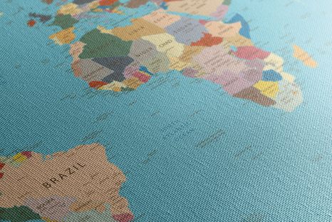 WANDBILD WELTKARTE MIT BESCHRIFTUNG - WELTKARTEN ALS BILDER - BILDER