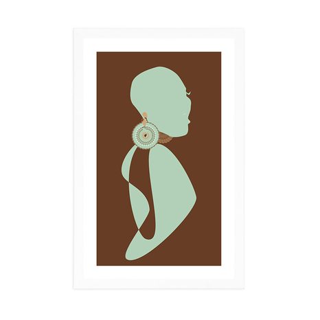 PLAKAT S PASPARTUOM SILUETA ŽENE NA TAMNOJ POZADINI - ŽENE - PLAKATI