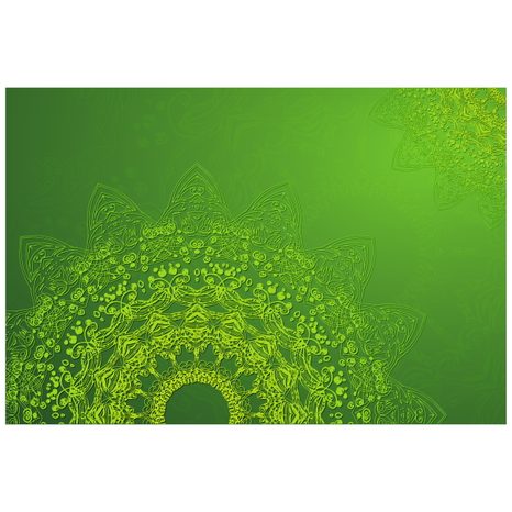 TAPETA MODERNÍ PRVKY MANDALY V ZELENÉ - TAPETY FENG SHUI - TAPETY