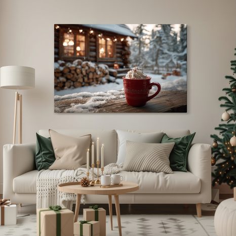 OBRAZ VÁNOČNÍ POHODA PŘED CHATOU - VÁNOČNÍ A ZIMNÍ OBRAZY - OBRAZY
