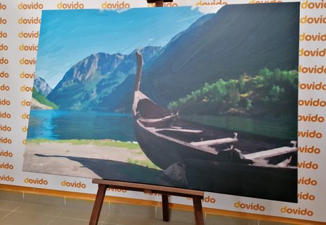 WANDBILD HÖLZERNES WIKINGERSCHIFF - BILDER VON NATUR UND LANDSCHAFT - BILDER