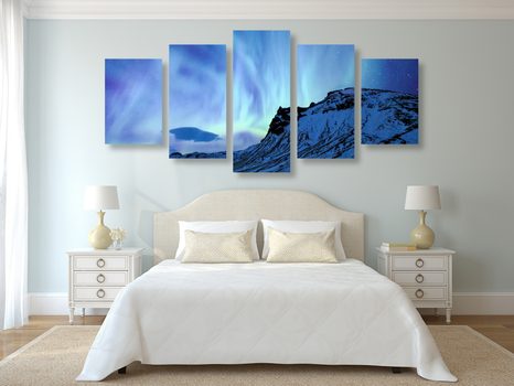 TABLOU 5-PIESE LUMINĂ POLARĂ NORDICĂ - TABLOU NATURĂ ȘI PEISAJE NATURALE - TABLOURI