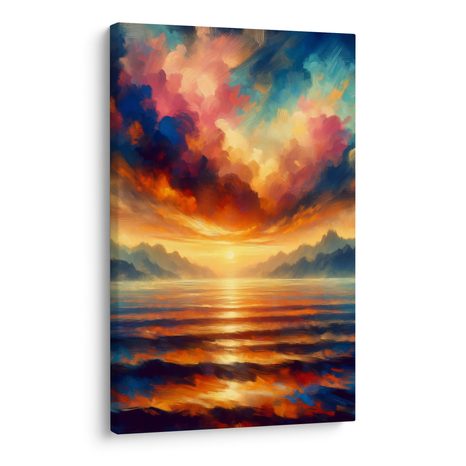 OBRAZ BAREVNÁ OBLOHA NAD HORAMI - OBRAZY VÝCHOD A ZÁPAD SLUNCE - OBRAZY