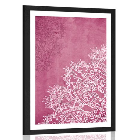 AFFICHE AVEC MONTURE ÉLÉMENTS D'UN MANDALA FLORAL - FENG SHUI - AFFICHES